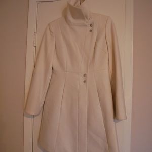 Guess Cream Color Long Wool Coat